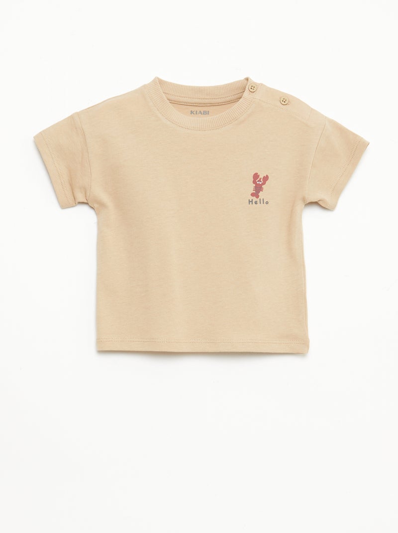 2-delige set short + T-shirt Biege - Kiabi