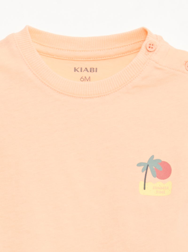 2-delige set short + T-shirt Oranje - Kiabi