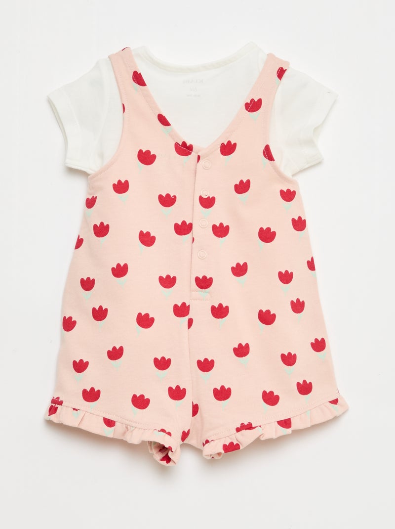 2-delige set T-shirt + combishort Rose - Kiabi
