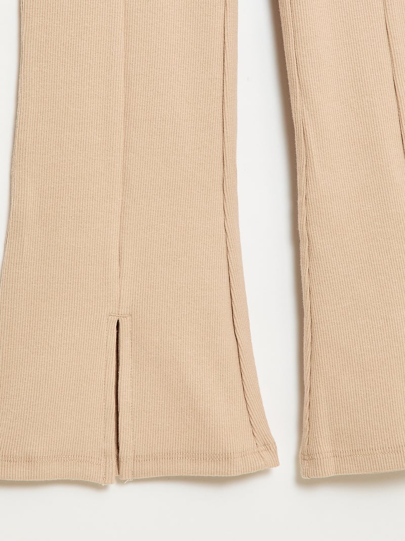 2-delige set: T-shirt en broek met flared pijpen Beige - Kiabi