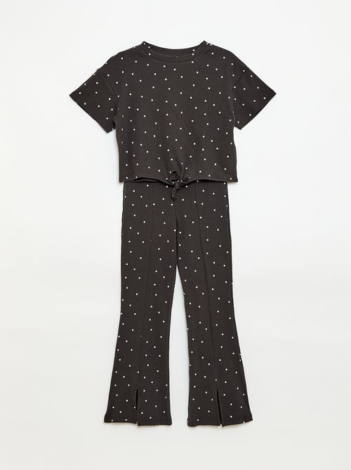 2-delige set: T-shirt en broek met flared pijpen - Kiabi