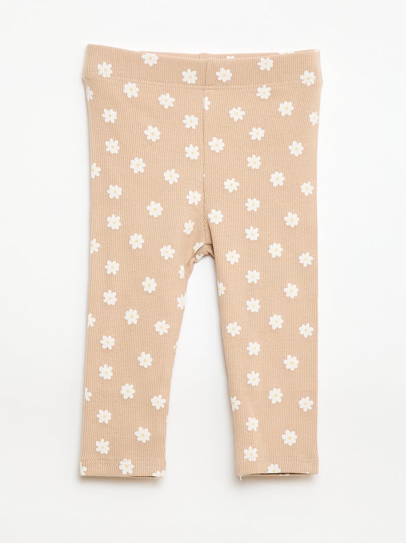 2-delige set T-shirt + legging Biege - Kiabi