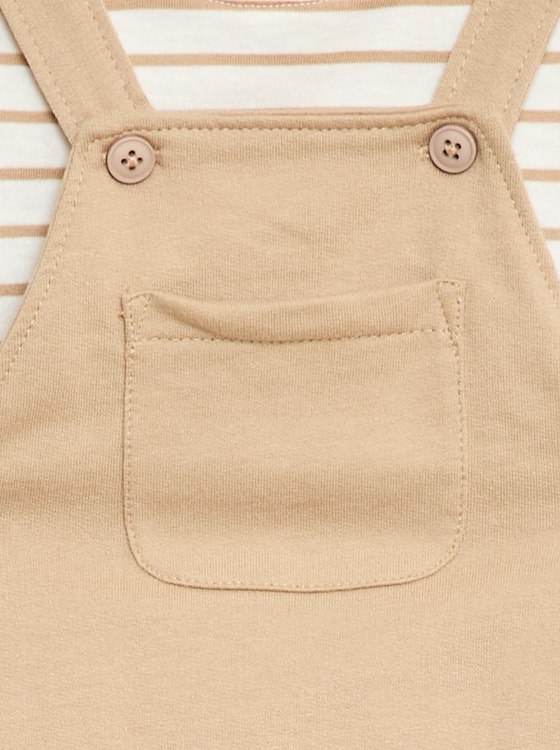 2-delige set T-shirt + tuinbroekshort Biege - Kiabi