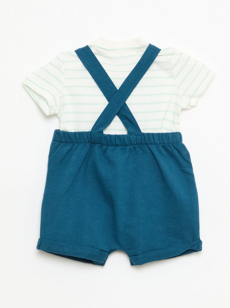 2-delige set T-shirt + tuinbroekshort Blauw - Kiabi