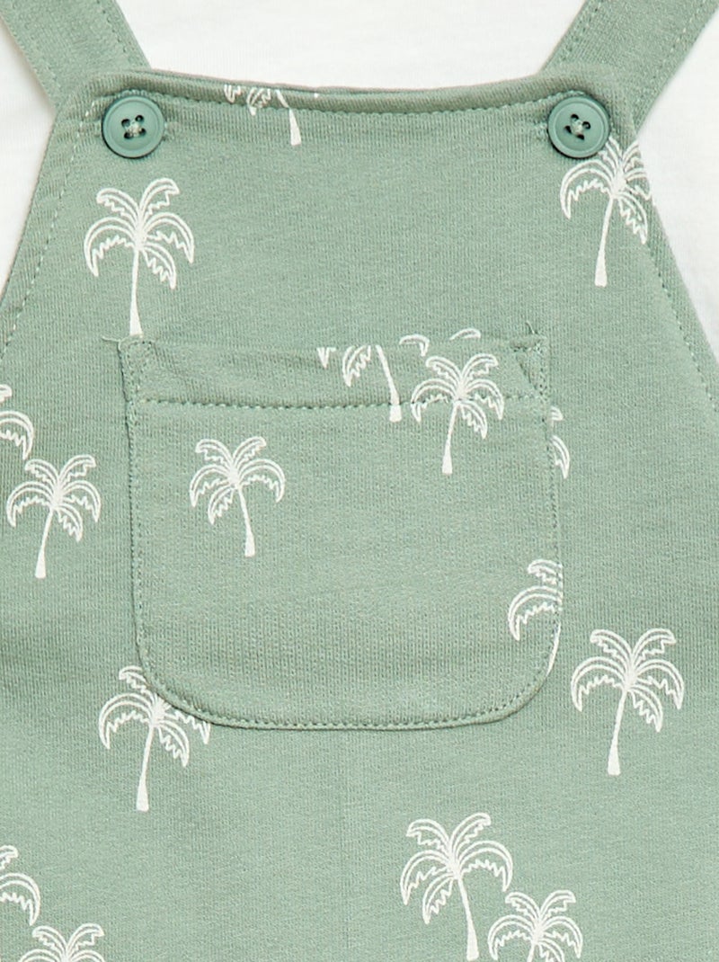 2-delige set T-shirt + tuinbroekshort Groen - Kiabi