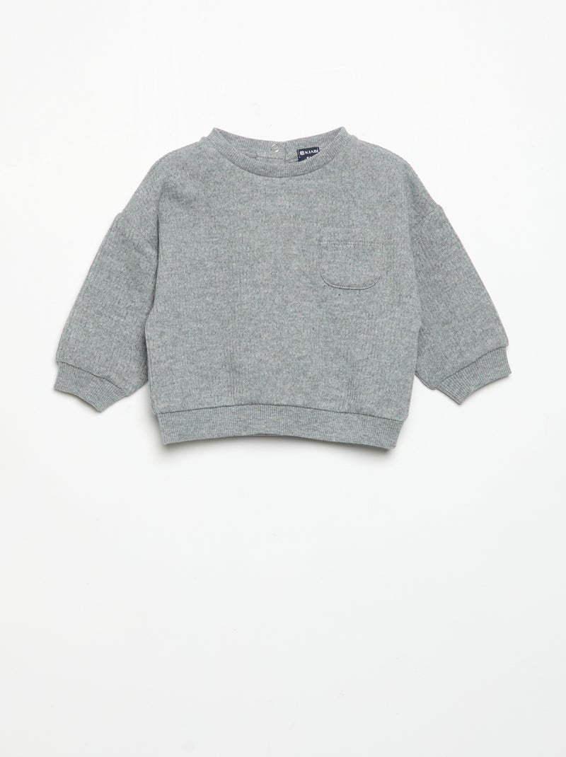 2-delige set van geribde stof - Sweater + broek Grijs - Kiabi