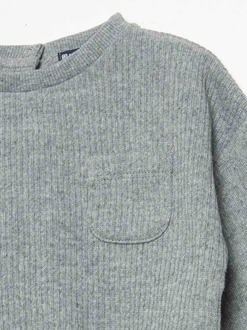 2-delige set van geribde stof - Sweater + broek Grijs - Kiabi
