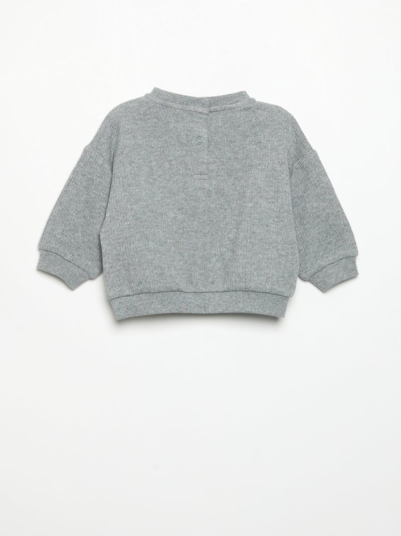 2-delige set van geribde stof - Sweater + broek Grijs - Kiabi