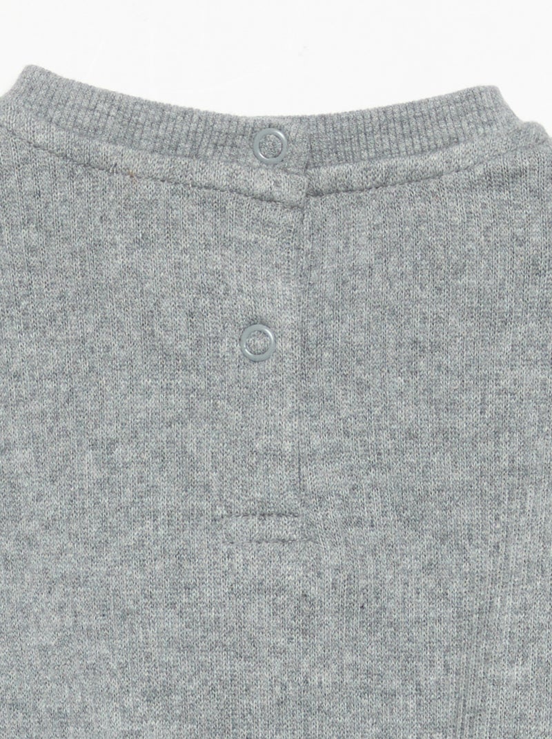 2-delige set van geribde stof - Sweater + broek Grijs - Kiabi