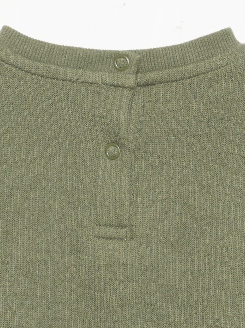 2-delige set van geribde stof - Sweater + broek Groen - Kiabi