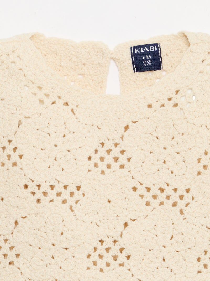 2-delige set van haakbreisel - top + short Wit - Kiabi