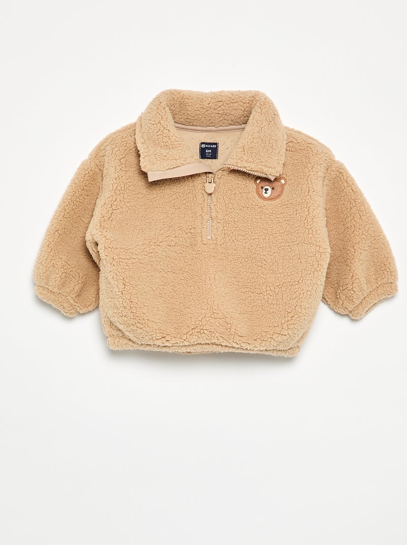 2-delige set van teddyfleece - Sweater + broek Biege - Kiabi