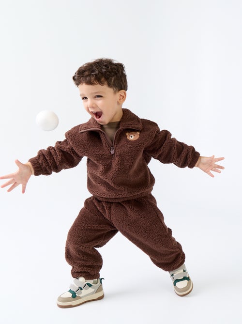 2-delige set van teddyfleece - Sweater + broek - Kiabi