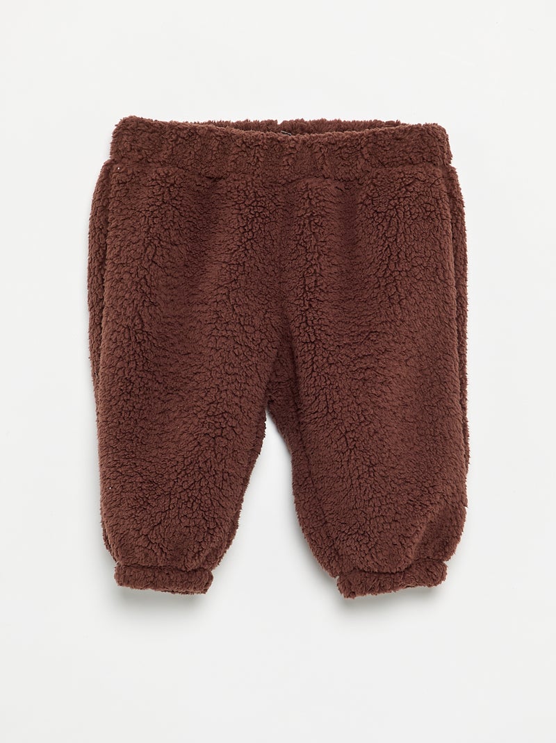 2-delige set van teddyfleece - Sweater + broek Bruin - Kiabi