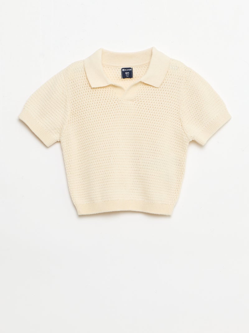 2-delige set van tricot - Poloshirt + short Beige - Kiabi
