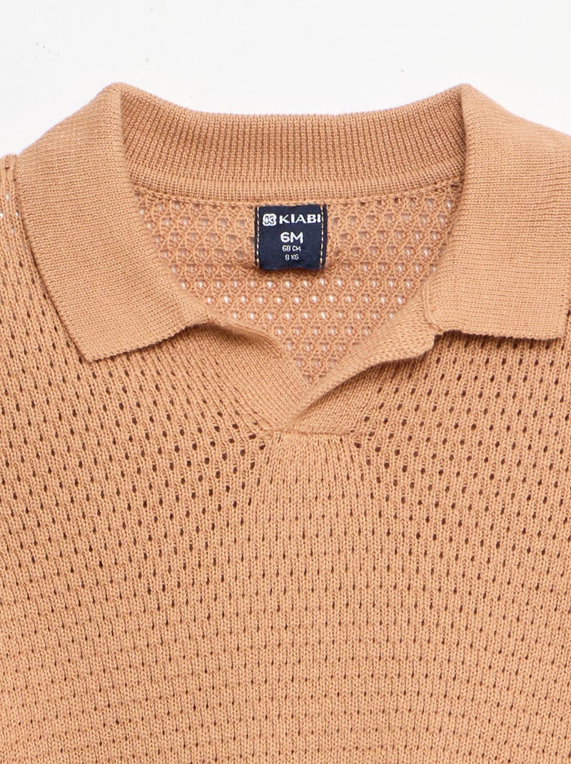 2-delige set van tricot - Poloshirt + short Bruin - Kiabi