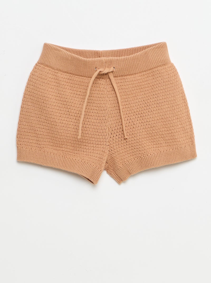 2-delige set van tricot - Poloshirt + short Bruin - Kiabi