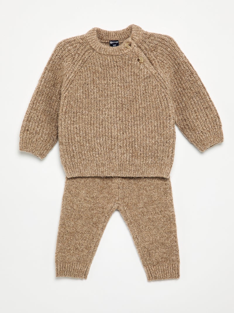2-delige set van tricot - trui + legging Biege - Kiabi