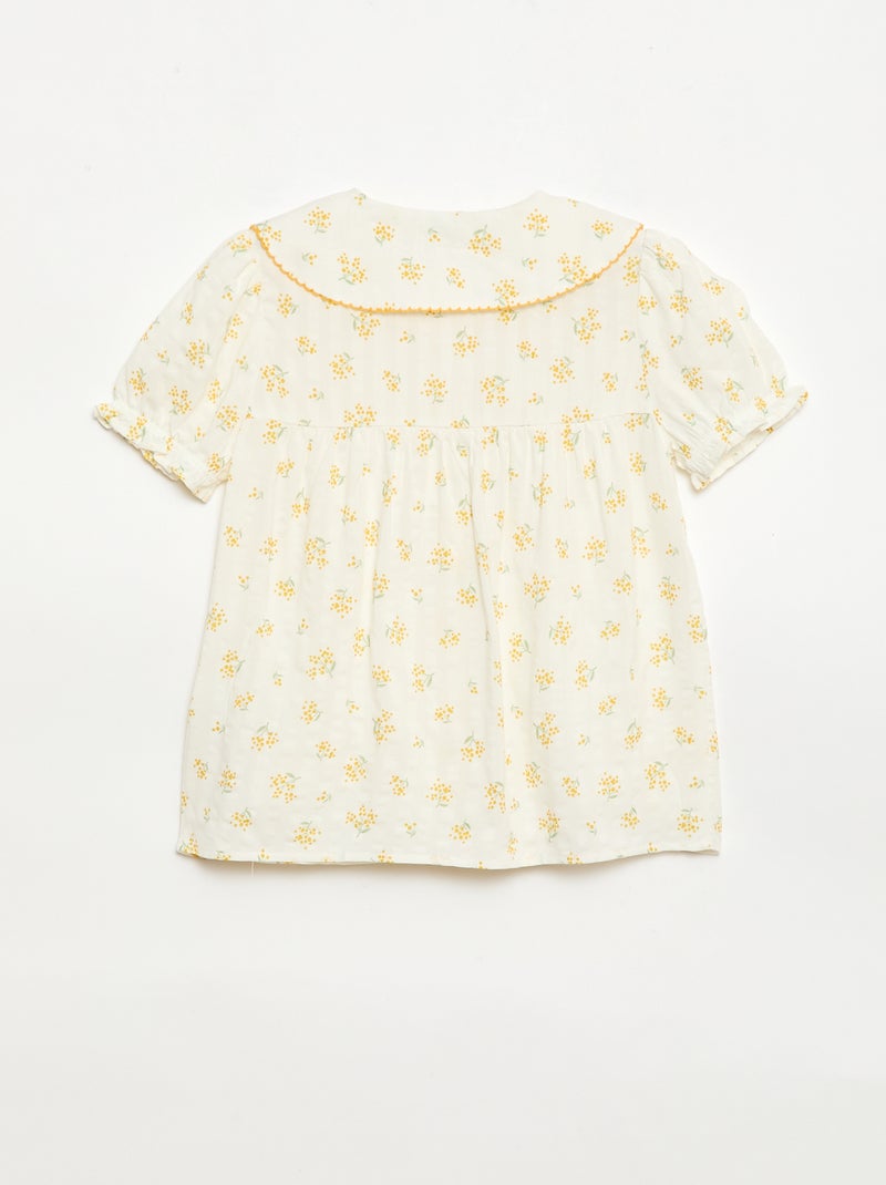 2-delige shortpyjama met ruches Ecru - Kiabi