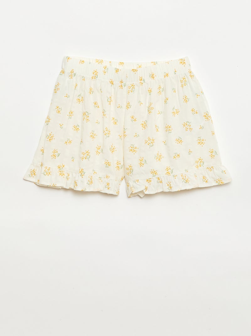 2-delige shortpyjama met ruches Ecru - Kiabi