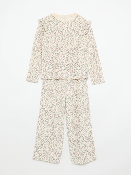 2-delige velours pyjama met print - Sweater + broek - Kiabi