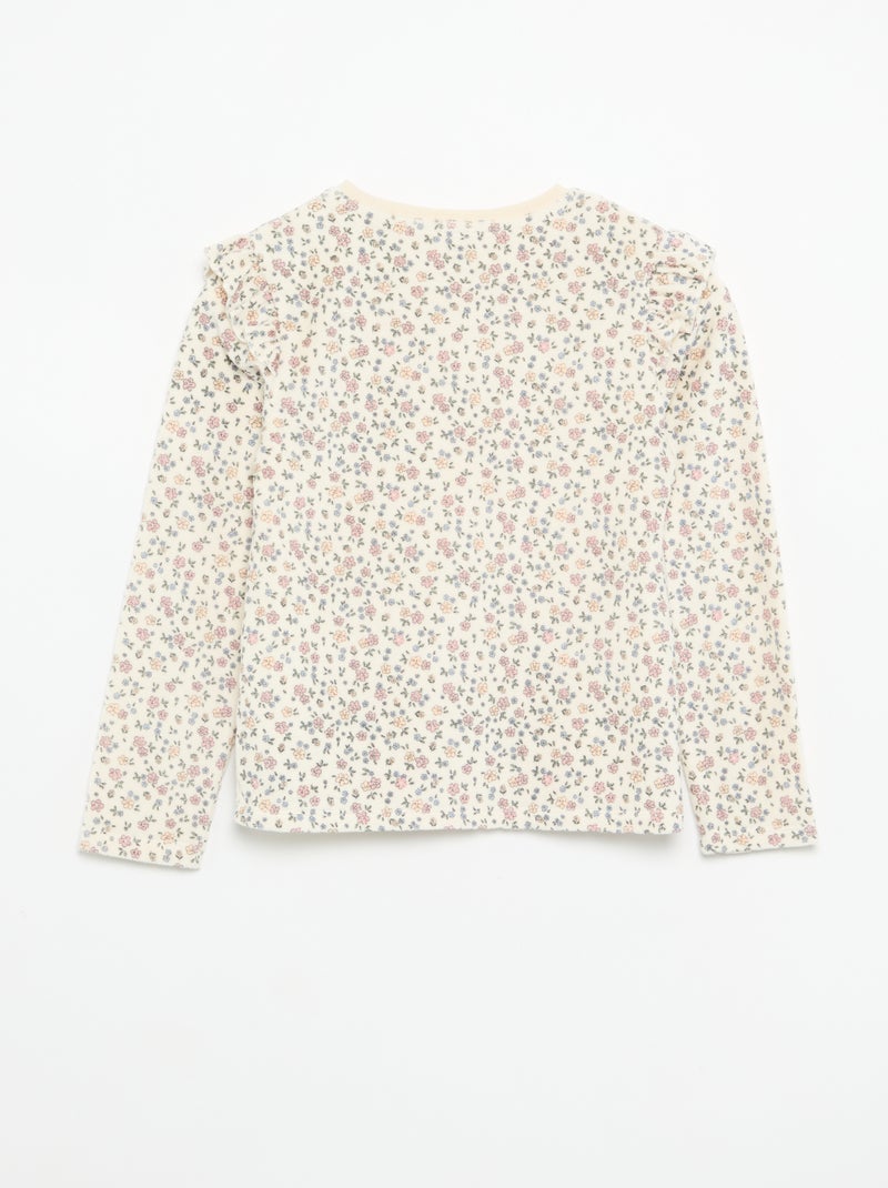 2-delige velours pyjama met print - Sweater + broek Biege - Kiabi