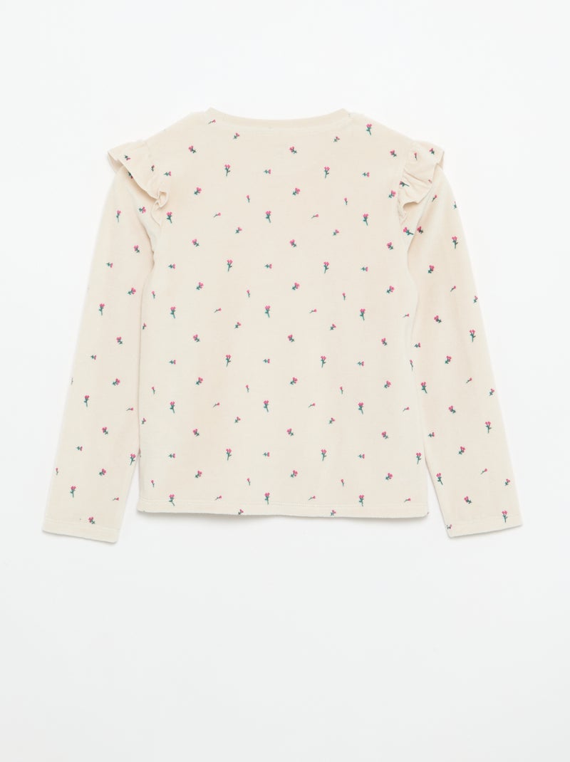 2-delige velours pyjama met print - Sweater + broek Rose - Kiabi