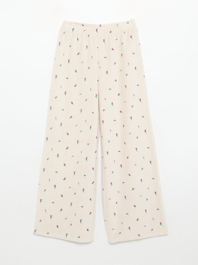 2-delige velours pyjama met print - Sweater + broek Rose - Kiabi