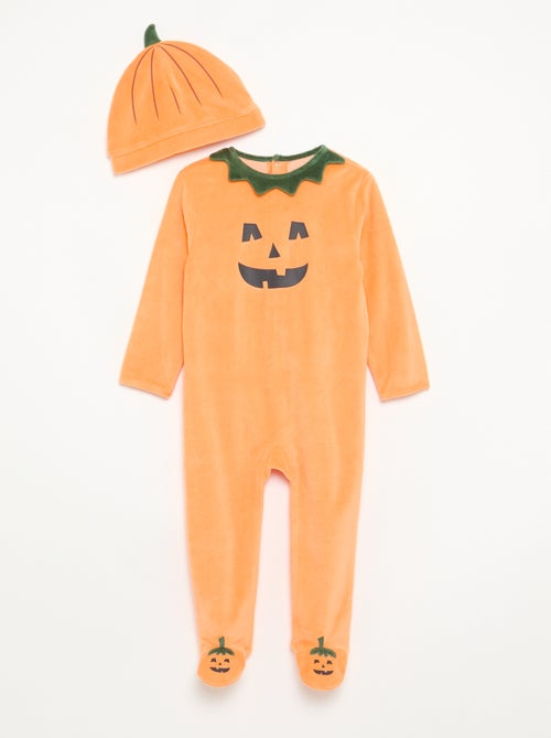 2-delige velours set 'Halloween' - slaappak + muts - Kiabi