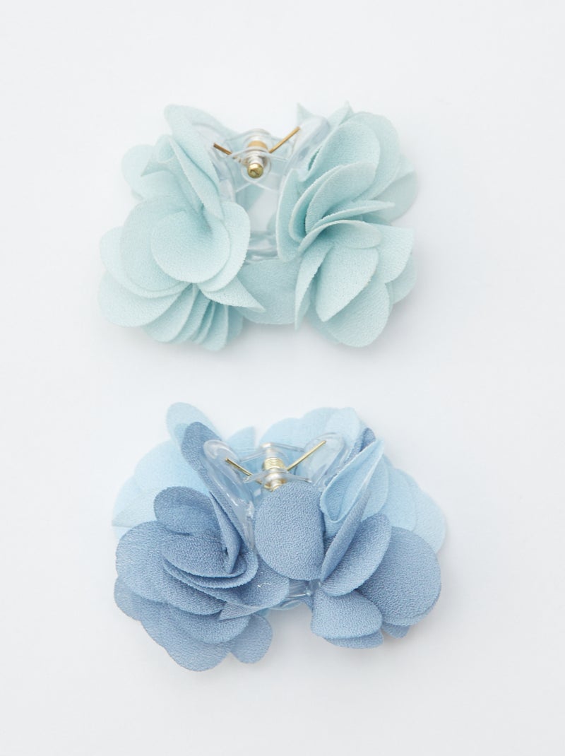 2 haarklemmetjes met bloemen BLAUW - Kiabi