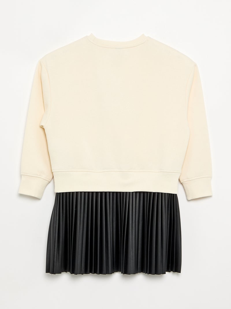 2-in-1 jurk - Sweater + geplooide rok Ecru - Kiabi