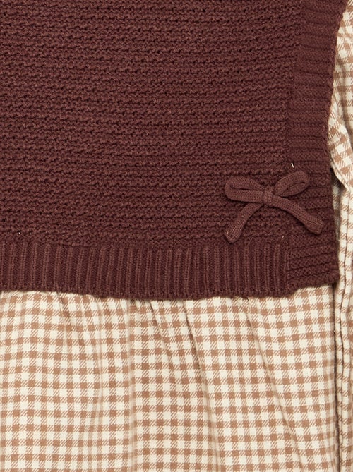 2-in-1-jurk met bovenstuk van jerseytricot en onderkant van flanel - Kiabi