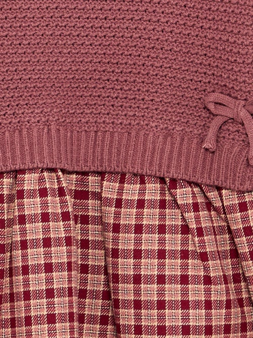 2-in-1-jurk met bovenstuk van jerseytricot en onderkant van flanel - Kiabi
