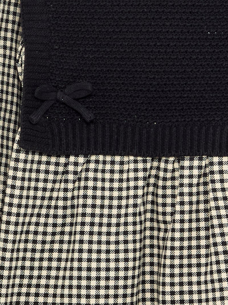 2-in-1-jurk met bovenstuk van jerseytricot en onderkant van flanel Zwart - Kiabi