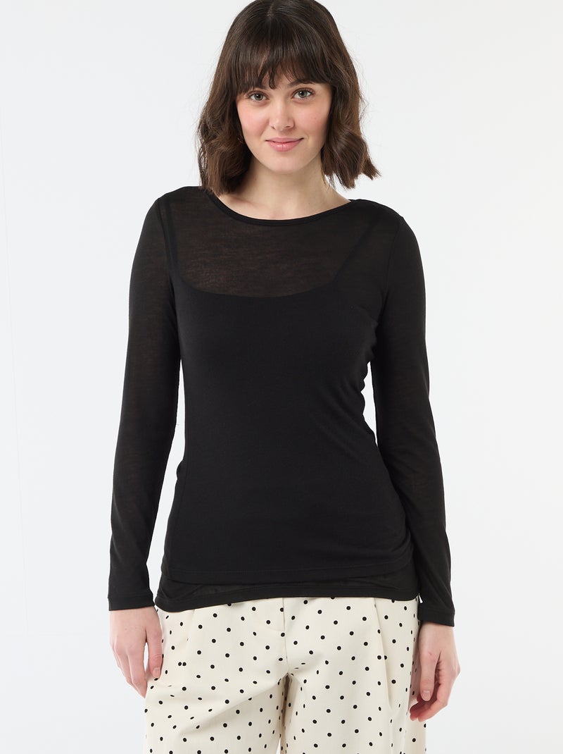 2-in-1 T-shirt hemdje Zwart - Kiabi