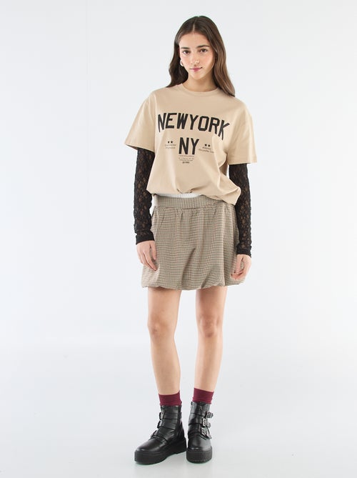 2-in-1 T-shirt met kant - Kiabi