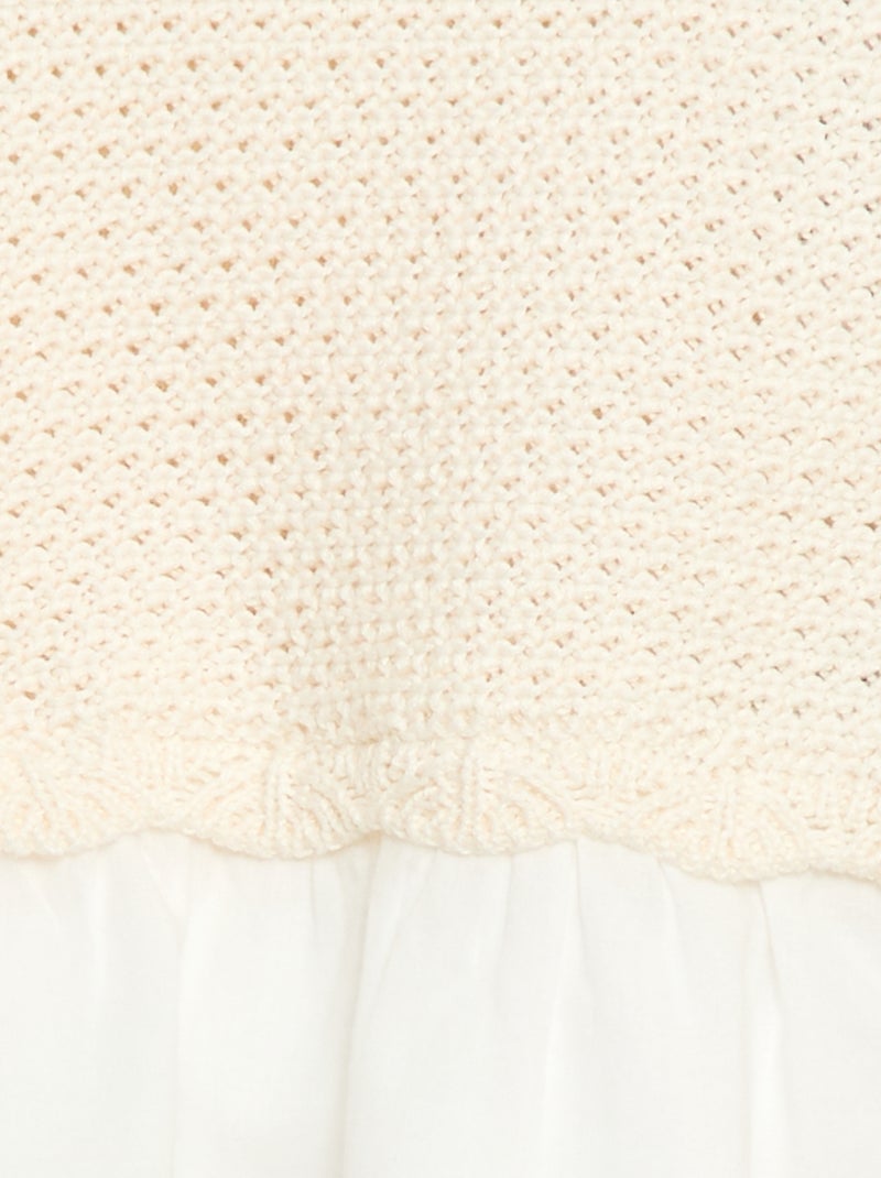 2-in-1 tricot trui + dubbel katoengaas Biege - Kiabi