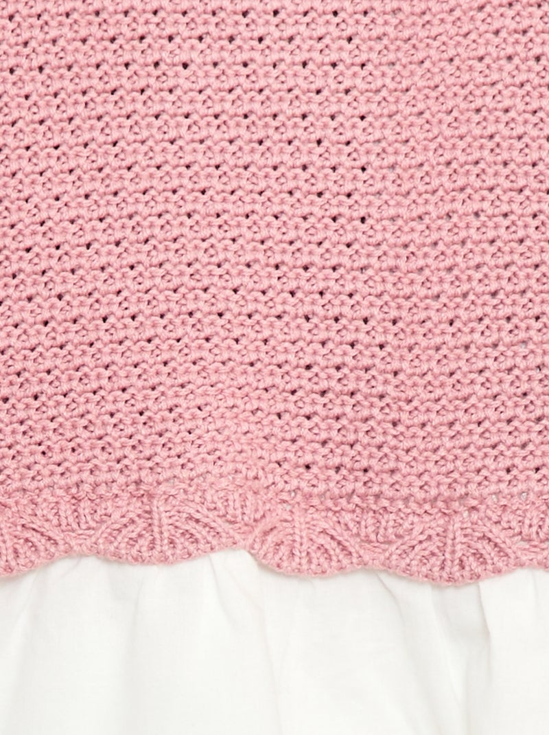 2-in-1 tricot trui + dubbel katoengaas Rose - Kiabi