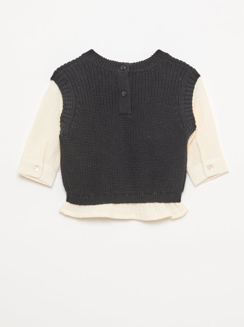 2-in-1 tricot trui met dubbel katoengaas - Kiabi