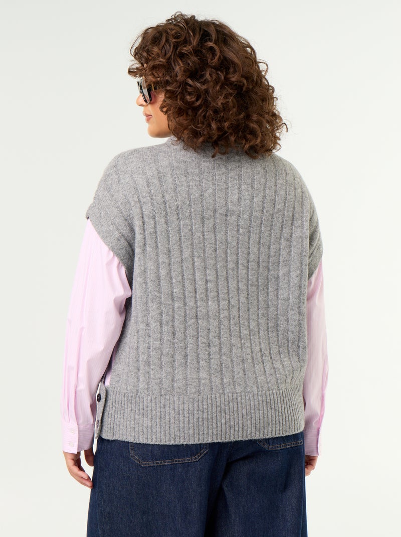 2-in-1 trui met blouse-effect Grijs - Kiabi