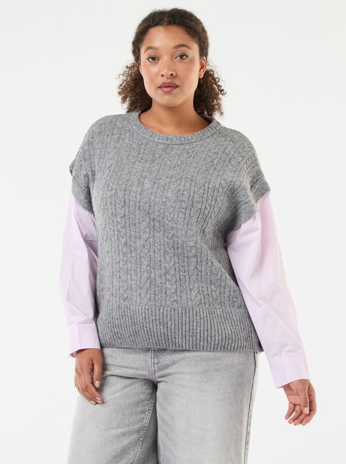 2-in-1 trui met overhemddetail - Kiabi