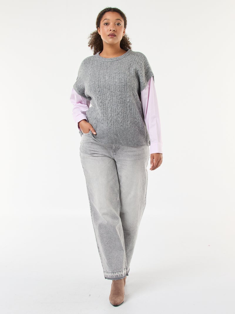 2-in-1 trui met overhemddetail Grijs - Kiabi
