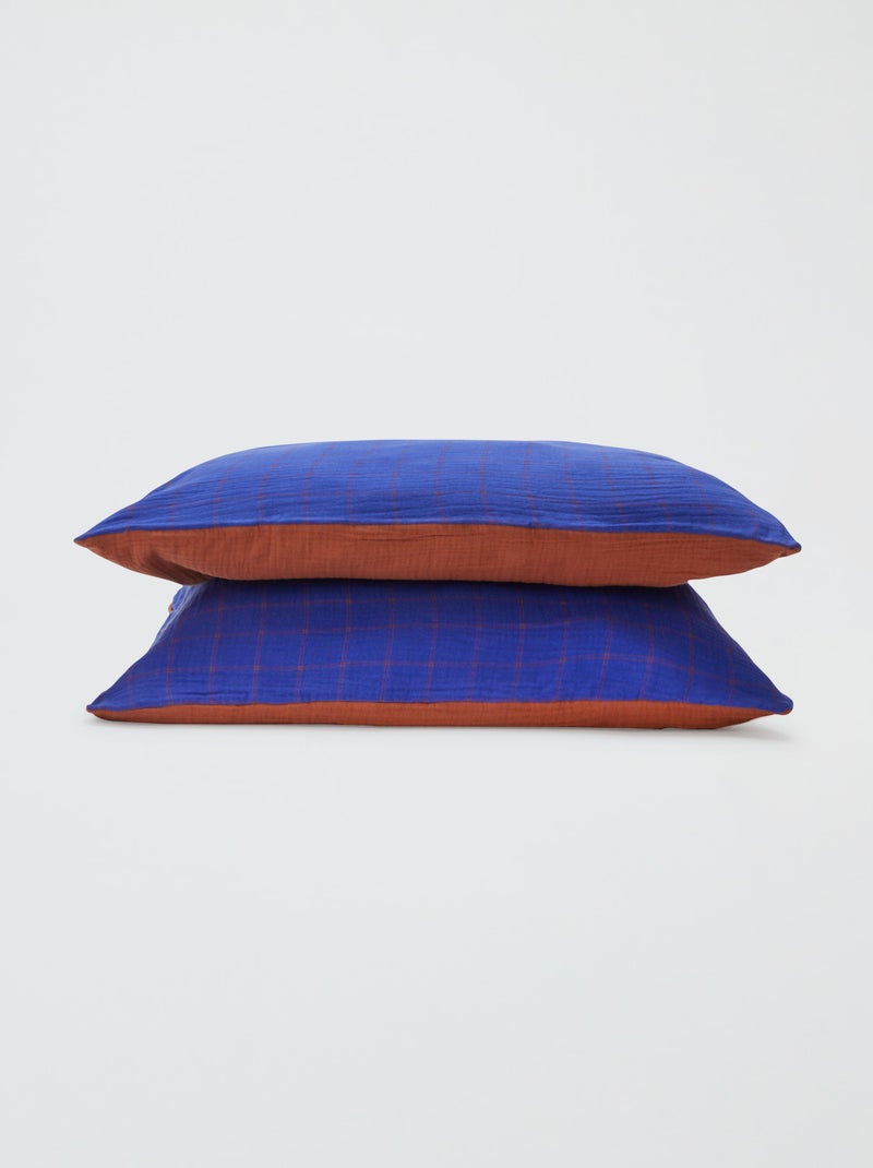2-persoons dekbedovertrek (240 x 220cm) van katoenen mousseline - Kiabi Home Blauw - Kiabi