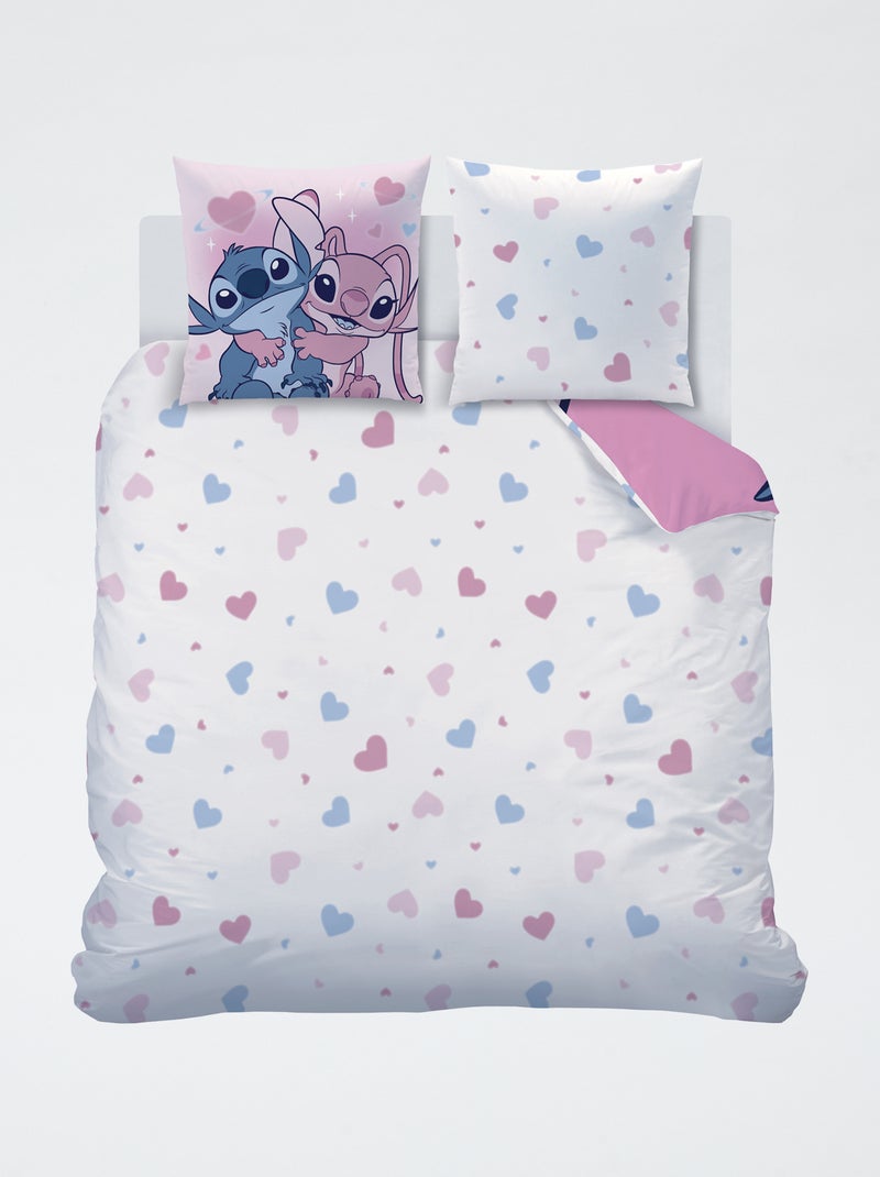 2-persoons dekbedovertrekset 240 x 220 cm 'Stitch en Angel' Blauw - Kiabi