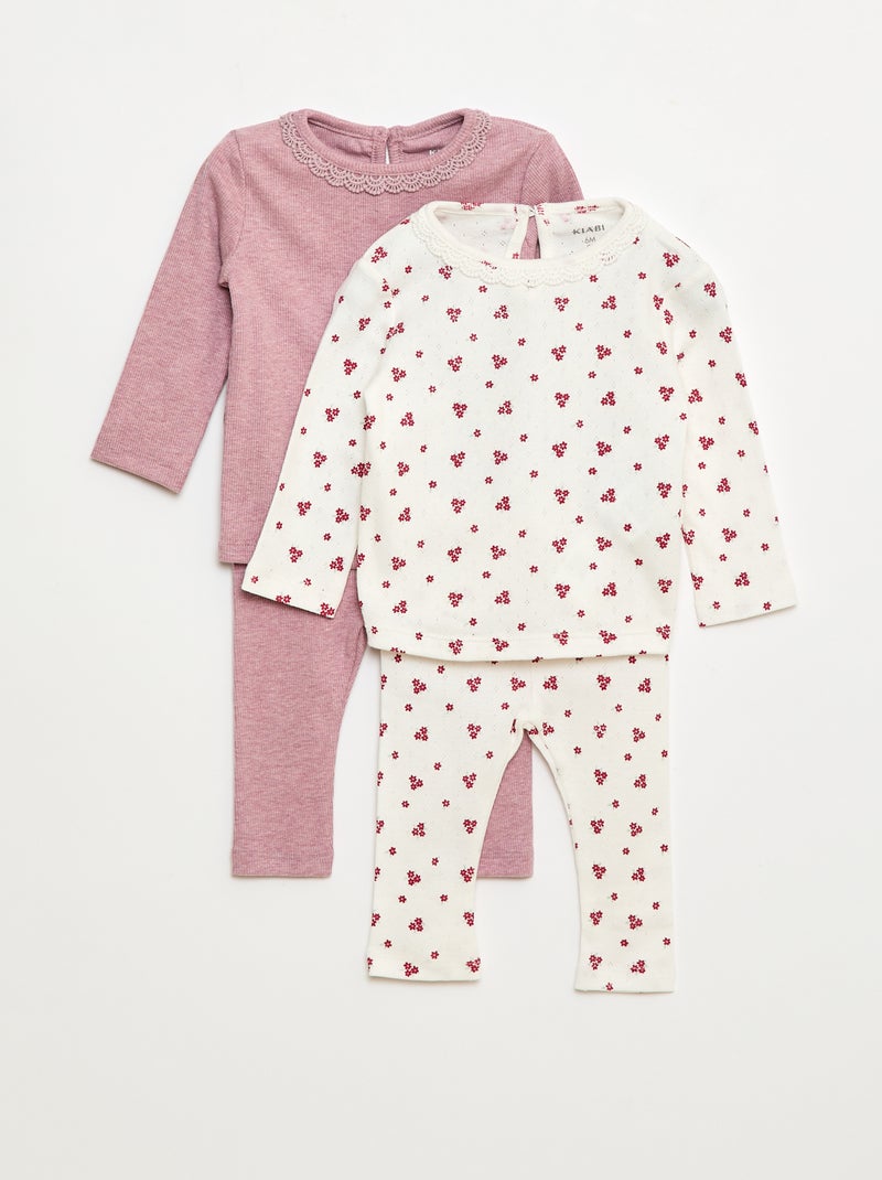2 setjes - T-shirt + legging - 2-delig Wit - Kiabi