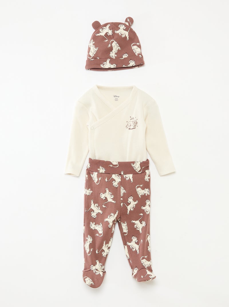 3-delig setje: rompertje + legging + mutsje 'Disney' Bruin - Kiabi