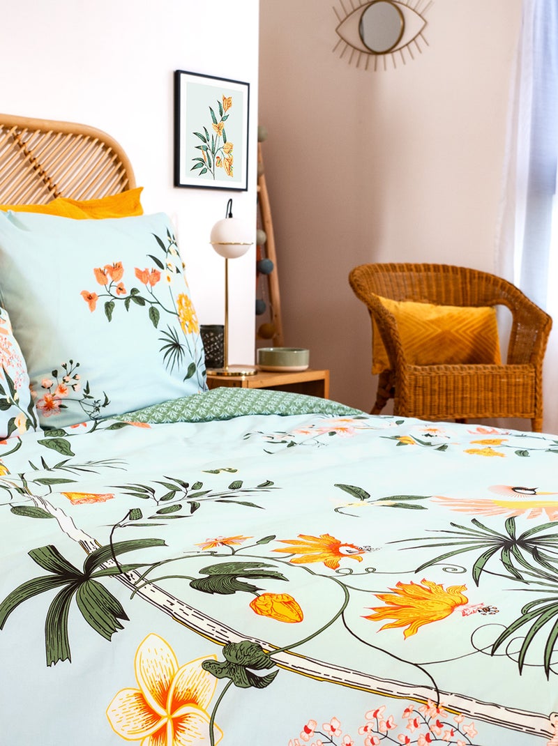 3-delige 2-persoons beddengoedset - 1 dekbedovertrek (240 x 220 cm of 260 x 240 cm) + 2 kussenslopen Groen - Kiabi