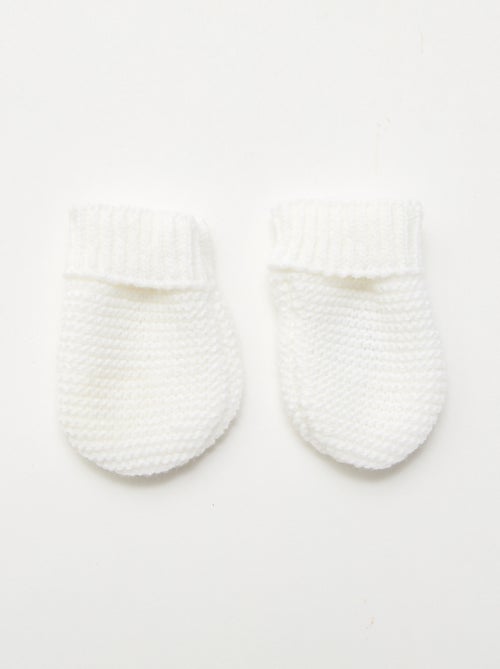 3-delige geboorteset muts + wanten + slofjes van jerseytricot 'Manufacture de Layette' - Kiabi