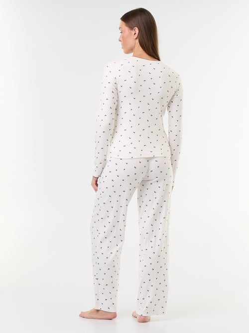 3-delige pyjamaset van pointelle breisel en gilet met schapenvachteffect - Kiabi