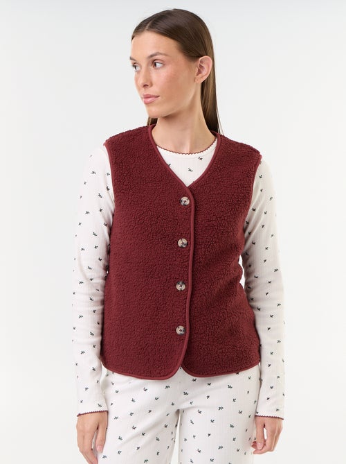 3-delige pyjamaset van pointelle breisel en gilet met schapenvachteffect - Kiabi
